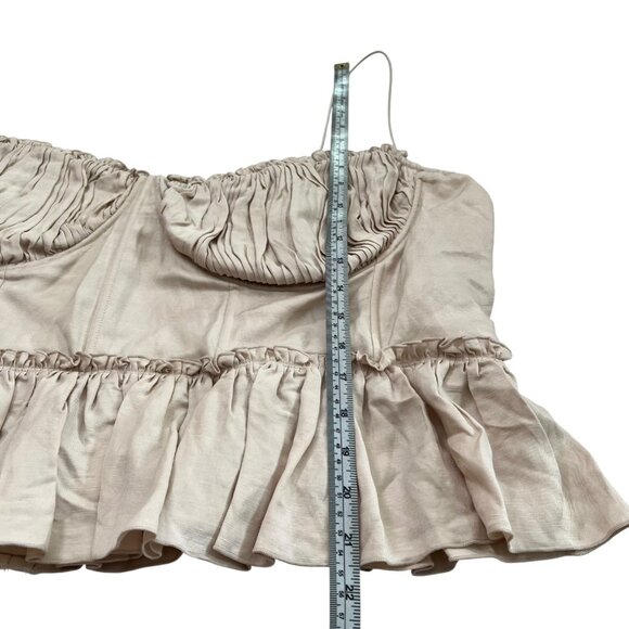 Brock Collection x H&M Organic Linen Pleated Peplum Corset Blouse Cream XXL NWT - Picture 11 of 11